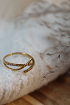 Bague LINA Ajustable Acier Inoxydable 3 Brins Croisés Strass – Fini Or ou Argent - Les Créations De Loly