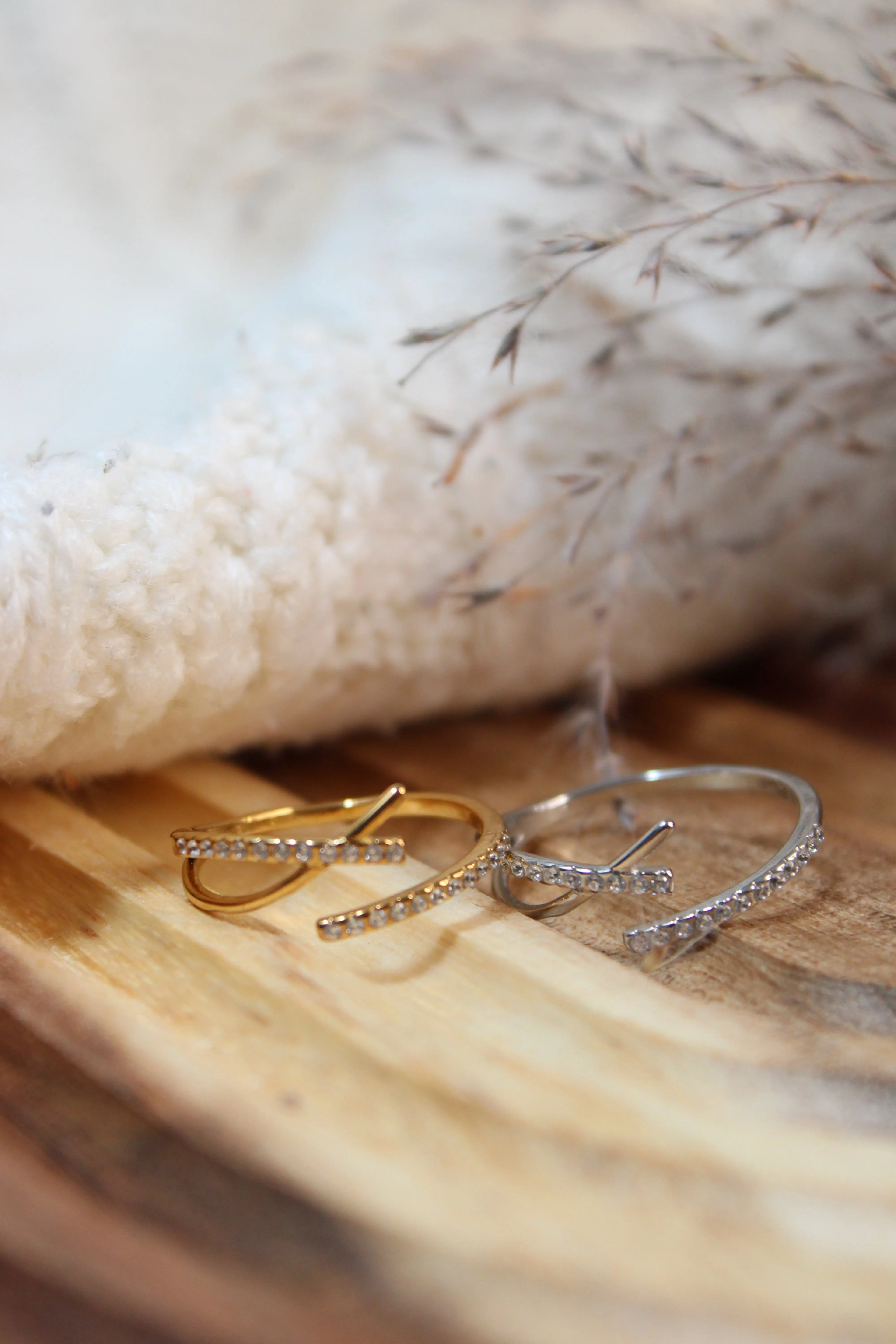 Bague LINA Ajustable Acier Inoxydable 3 Brins Croisés Strass – Fini Or ou Argent - Les Créations De Loly