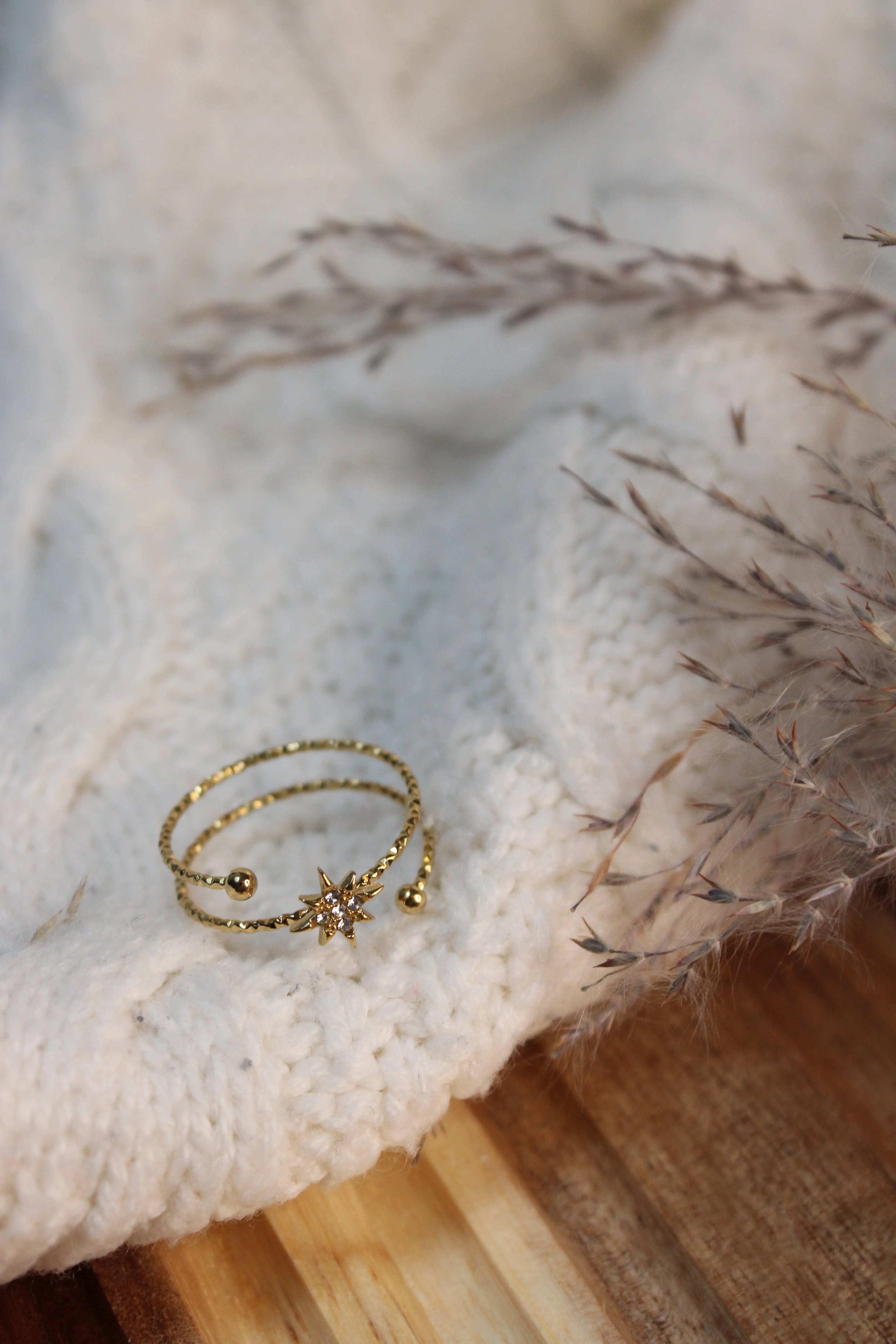 Bague ISYS Ajustable en Acier Inoxydable • Étoile Strass • Résistante à l’Eau - Les Créations De Loly