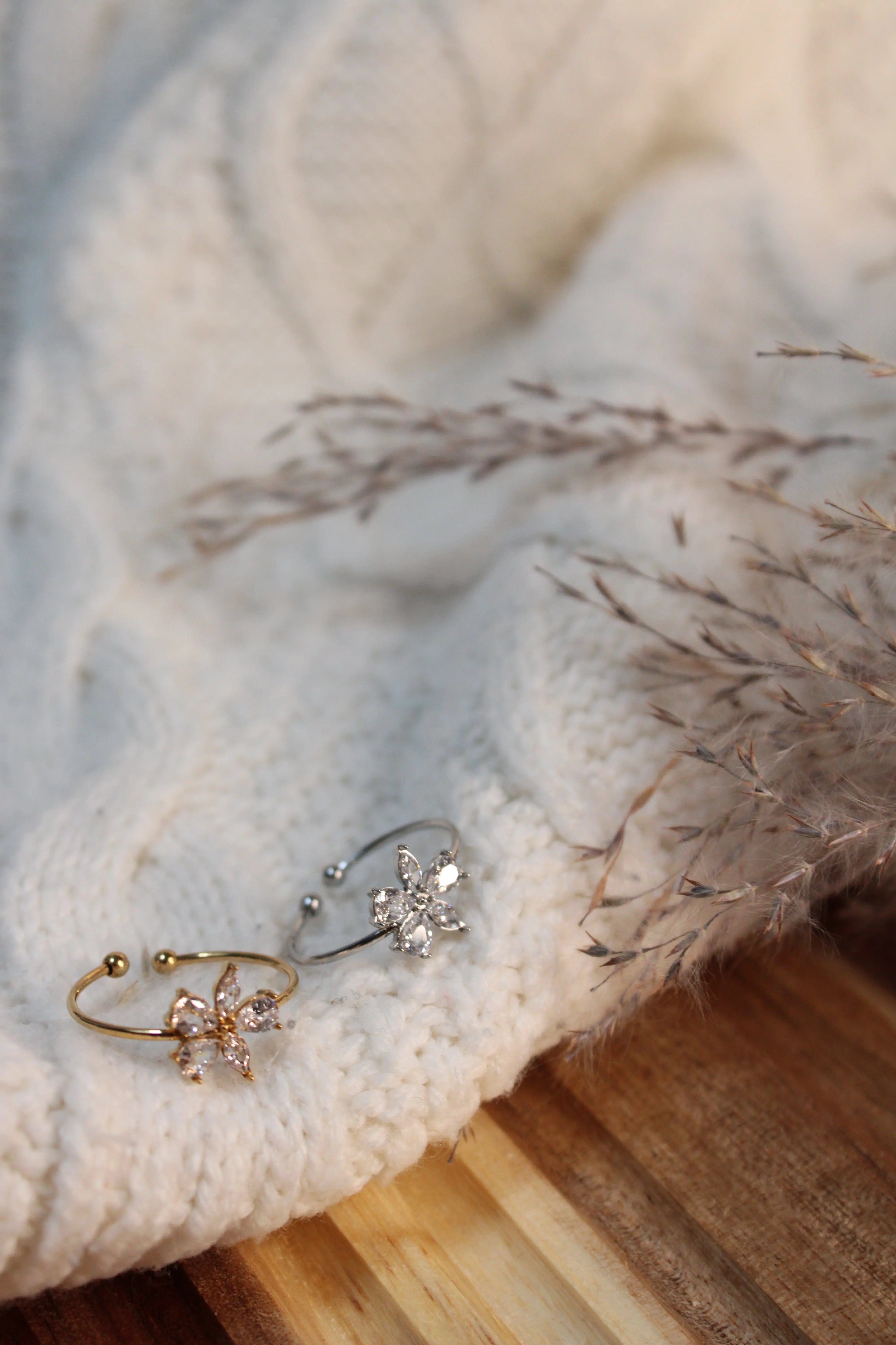 Bague LYLY Ajustable Acier Inoxydable Fleur Strass – Fini Or ou Argent - Les Créations De Loly