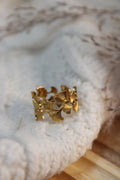 Bague FLORA Ajustable en Acier Inoxydable • Motif Fleur Stylisé • Fini Or ou Argent - Les Créations De Loly