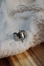 Bague MAËNA Ajustable en Acier Inoxydable • Anneau « barre & rond » • Fini Or ou Argent - Les Créations De Loly