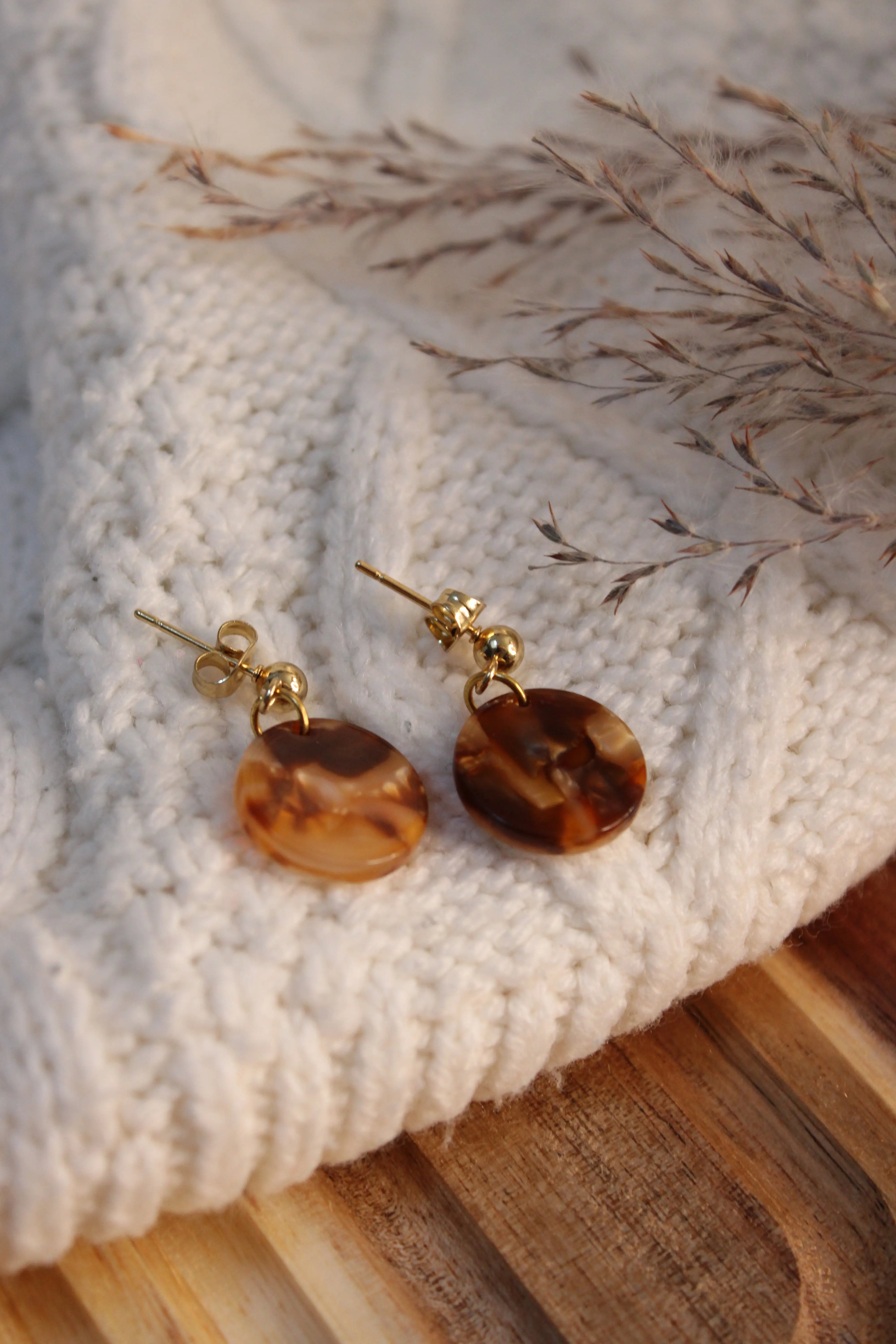 Boucles d’Oreilles ROUND • Acier Inoxydable • Design Moderne & Durable • Finition Or - Les Créations De Loly