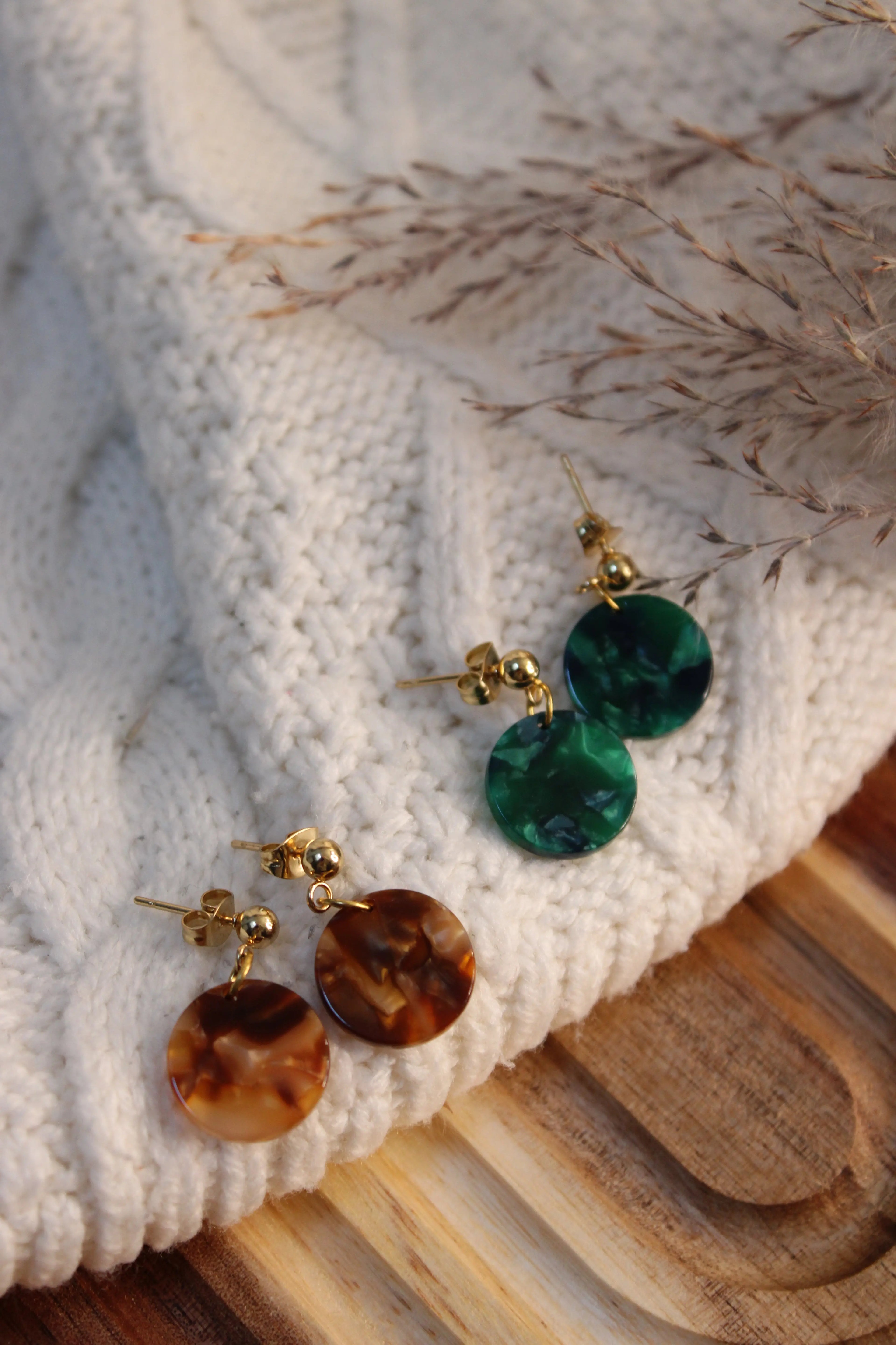 Boucles d’Oreilles ROUND • Acier Inoxydable • Design Moderne & Durable • Finition Or - Les Créations De Loly