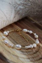 Bracelet IMA Acier Inoxydable Perles d’Eau Douce & Perles Dorées – Fini Or - Les Créations De Loly