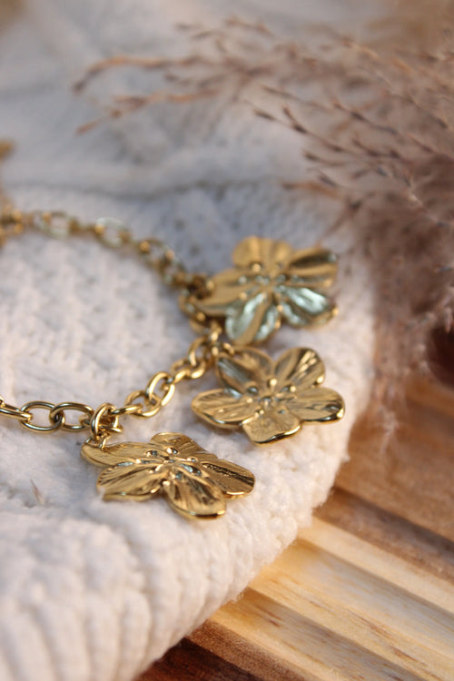 Bracelet FLORA en Acier Inoxydable • Chaîne Maillons Fins Dorée • Bijou Durable Femme - Les Créations De Loly