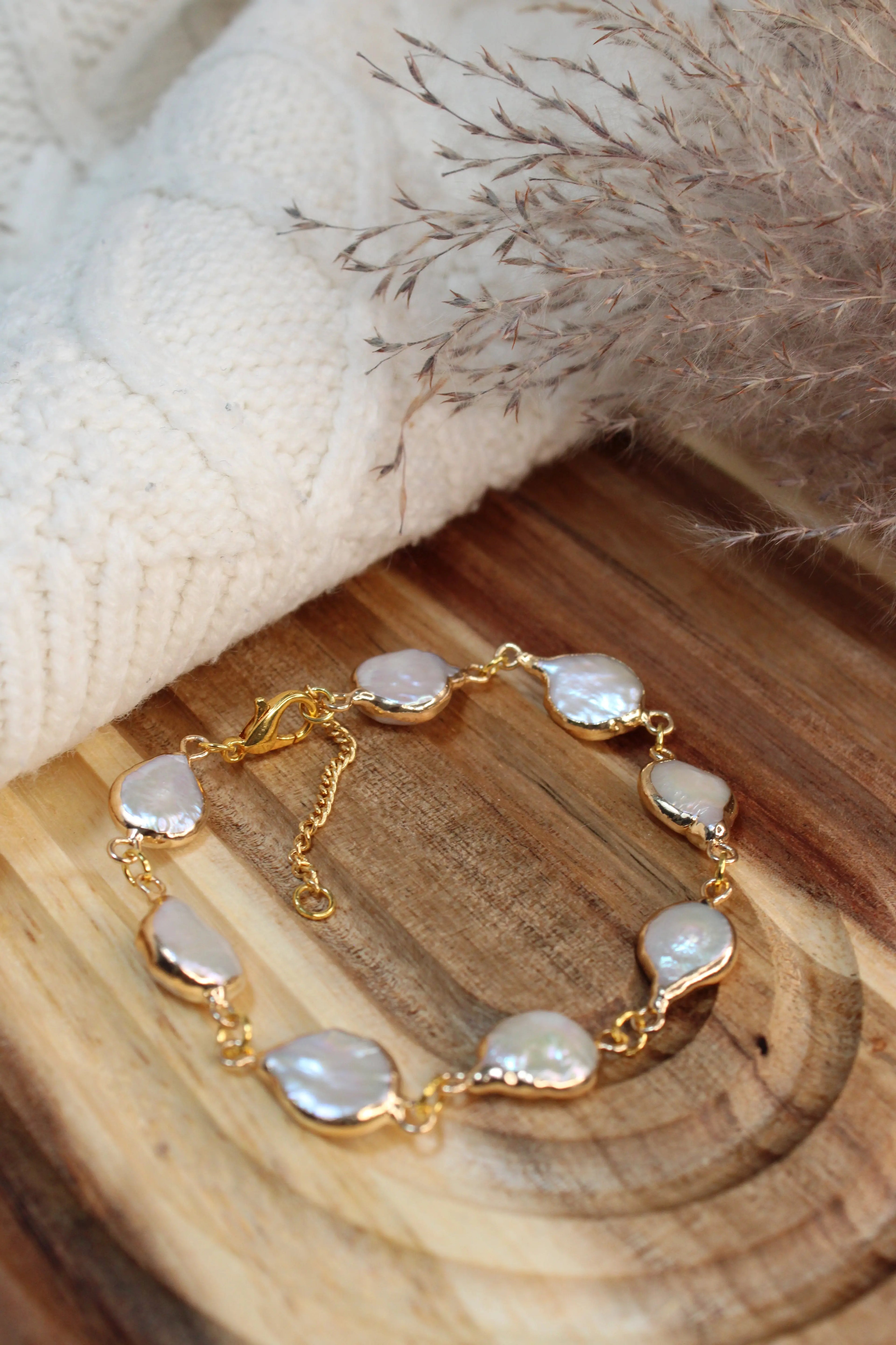 Bracelet ELY Acier Inoxydable Perles d’Eau Douce – Fini Or - Les Créations De Loly