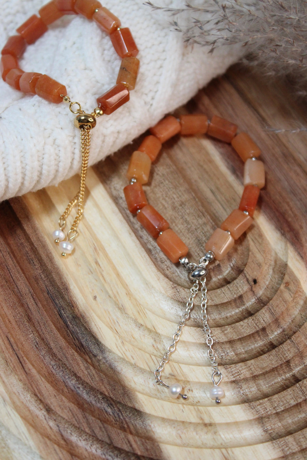 Bracelet BROOKLYN Acier Inoxydable Pierres Naturelles Perles Tubulaires & Perles d’Eau Douce – Fermoir Coulissant – Fini Or ou Argent - Les Créations De Loly