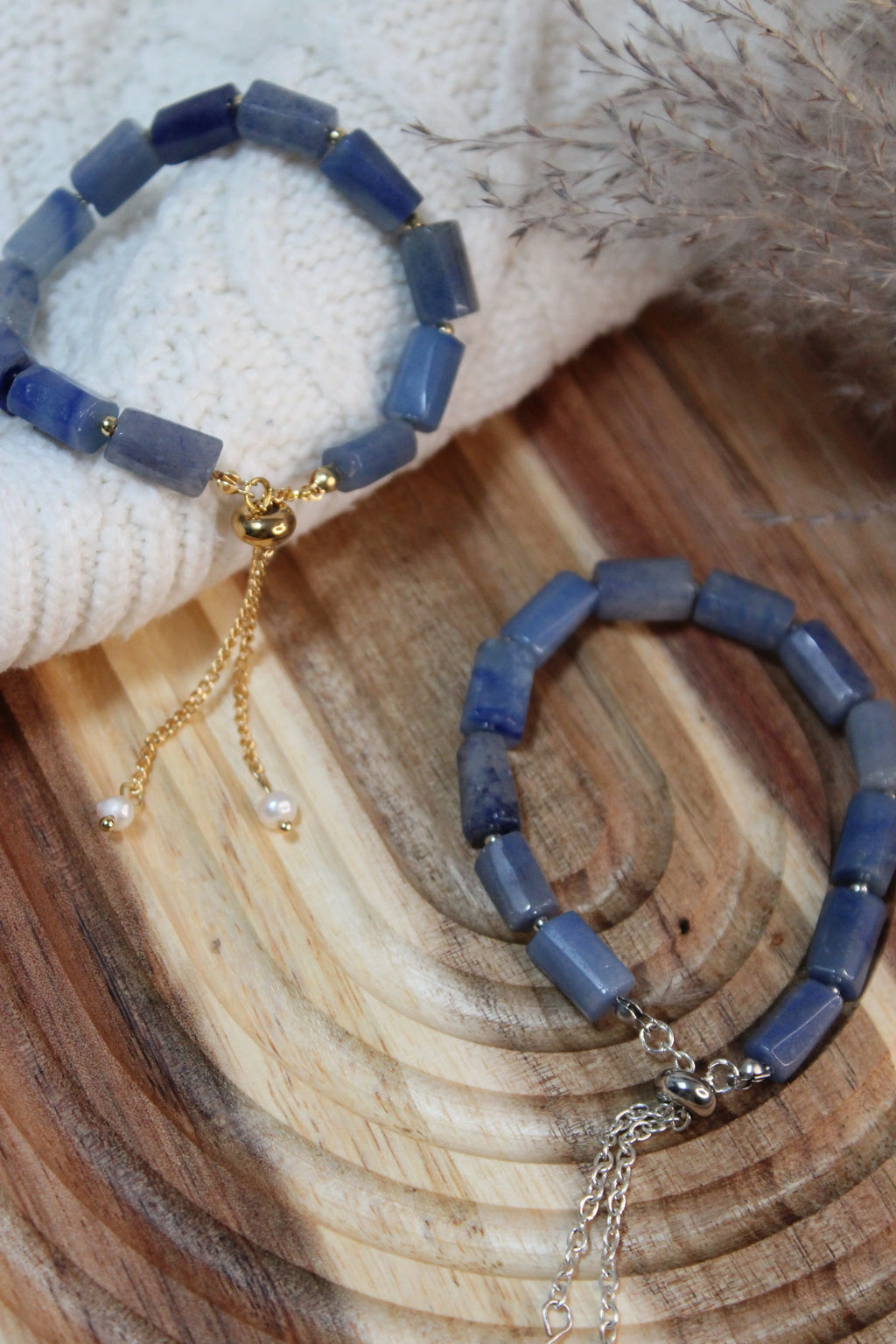 Bracelet BROOKLYN Acier Inoxydable Pierres Naturelles Perles Tubulaires & Perles d’Eau Douce – Fermoir Coulissant – Fini Or ou Argent - Les Créations De Loly
